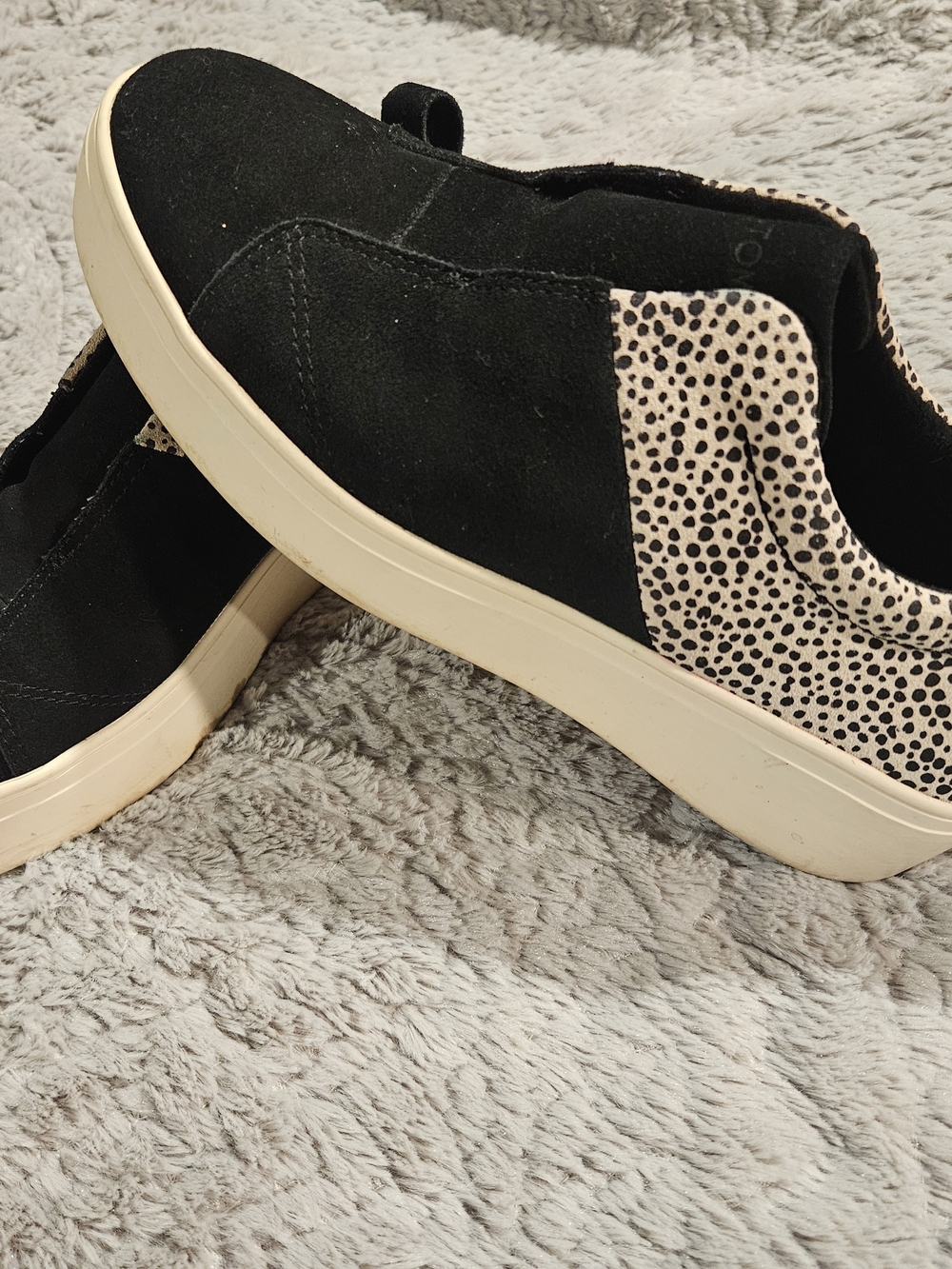 Tom's Black Suede Slip-On Sneakers with Speckled Accent